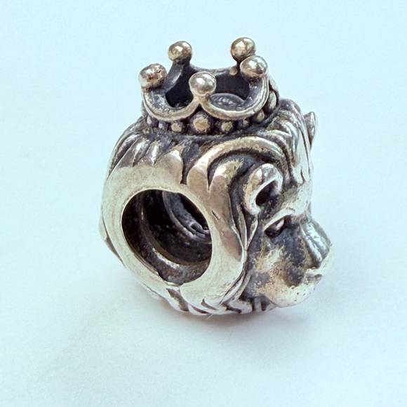 Pandora King Of The Jungle Lion Head With Crown Animal Zoo Sterling 925 Charm - Picture 3 of 7